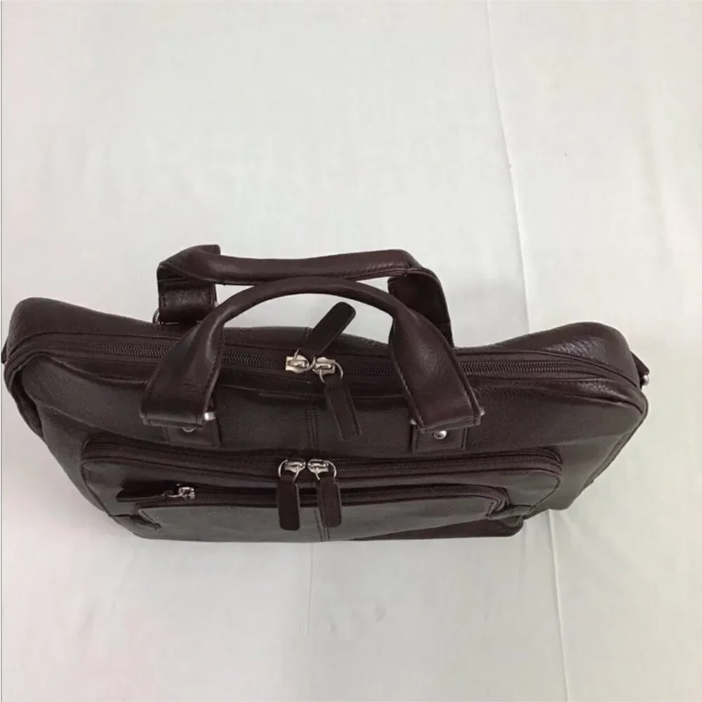 Levenger Brown Laptop Bag Briefcase Adjustable Shoulder Strap